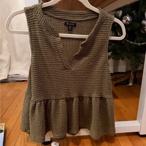 Versona Olive Green Textured Tank Top
